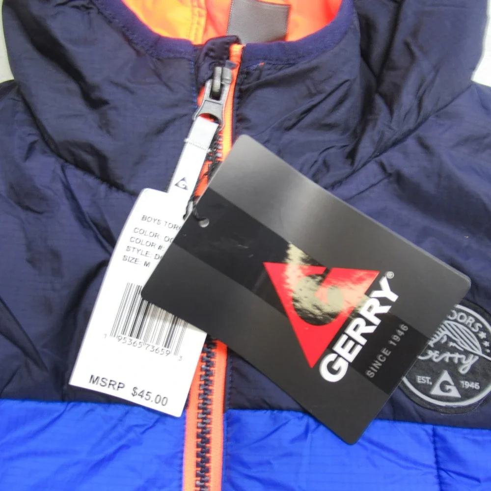 Gerry‎ Jacket Boys Medium Blue Hooded Insulated Light Pack Torque Puffer NEW